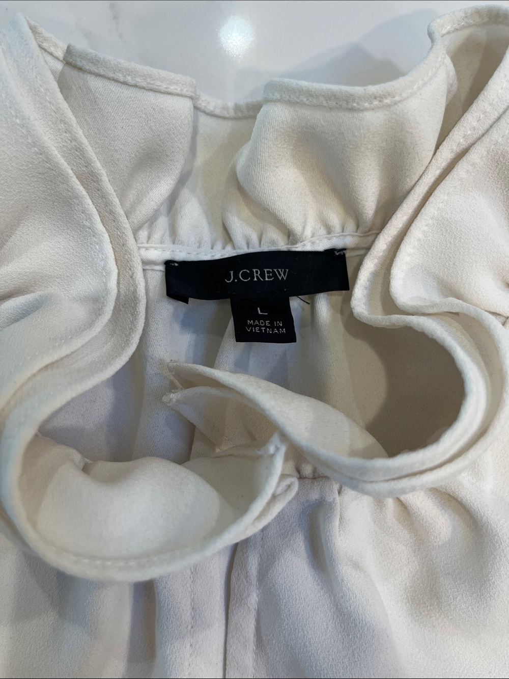 J. Crew Cream Ruffle-Neck Blouse - Picture 2 of 4